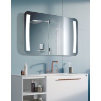 Rectangular mirror with rounded corners and rounded LED strip