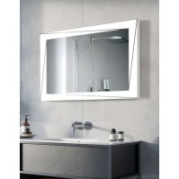 Rectangular mirror with illuminated frame for powerful lighting