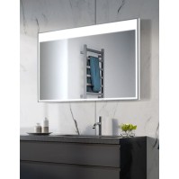 Rectangular mirror light+ custom-made with luminous frame and wide upper band