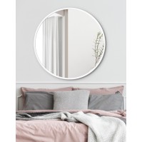 round cylindrical mirror with thin frame painted in colours