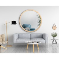 Scandinavian round mirror with thin painted frame