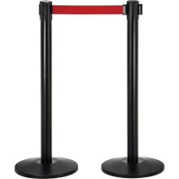 2 belt barrier posts with weighted base