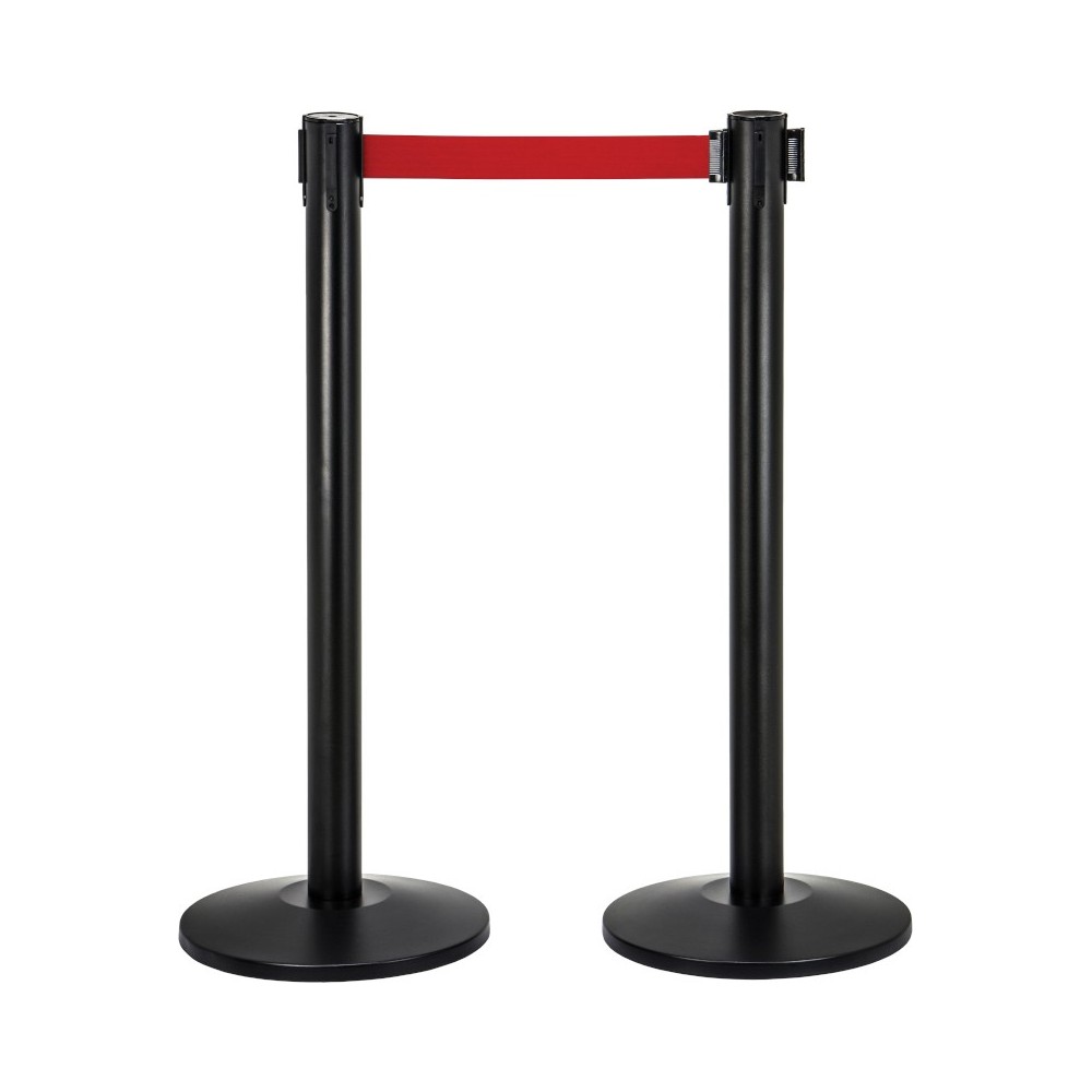 2 belt barrier posts with weighted base