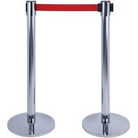 2 stainless steel posts with retractable blue belt, 2 metres