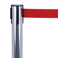 2 stainless steel posts with strap marking and epoxy powder-coated steel base