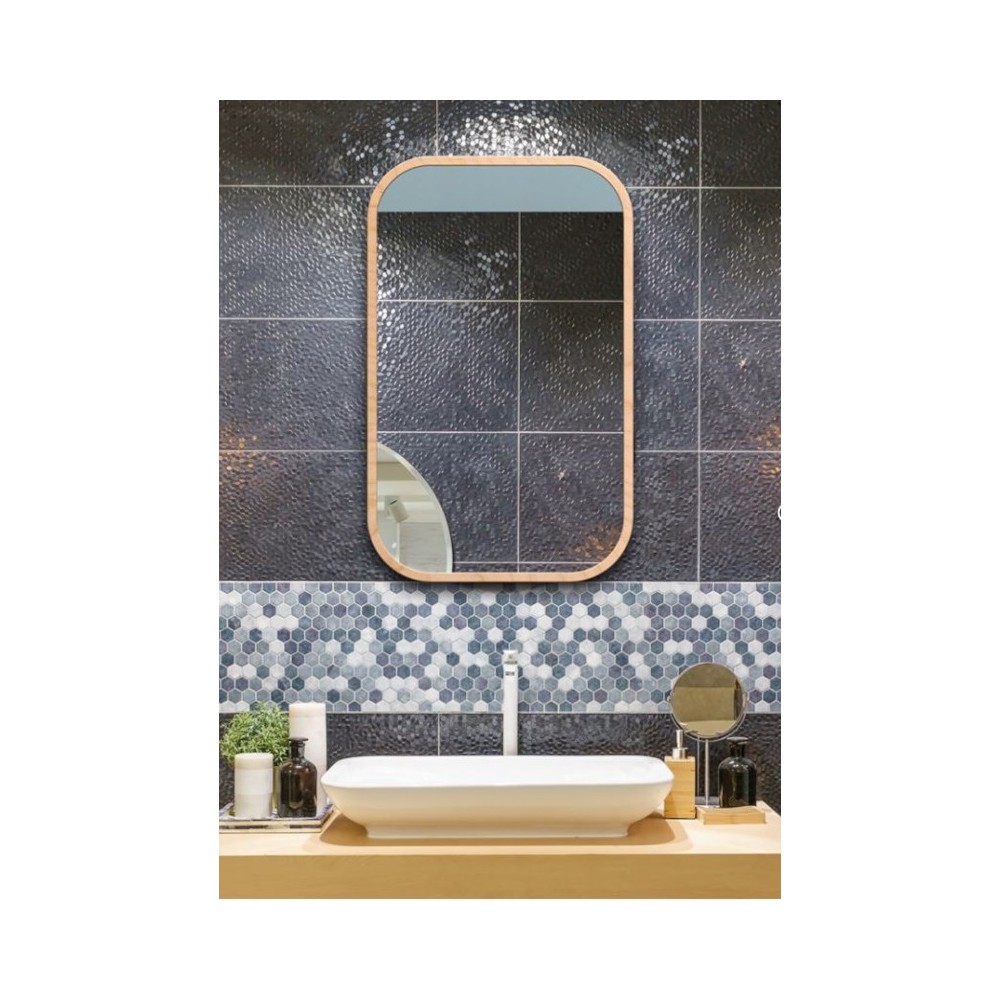 mirror mira natural with elegant wood-look frame