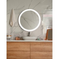 round LED mirror with elegant black frame