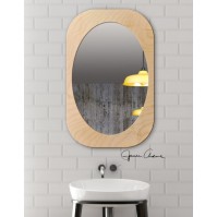 oval mirror in natural wood frame rectangular ellipse