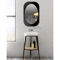 mirror ellipse black frame in oiled laminated plywood elegant