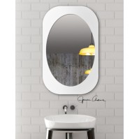 oval mirror in a rectangular frame elegant white finish