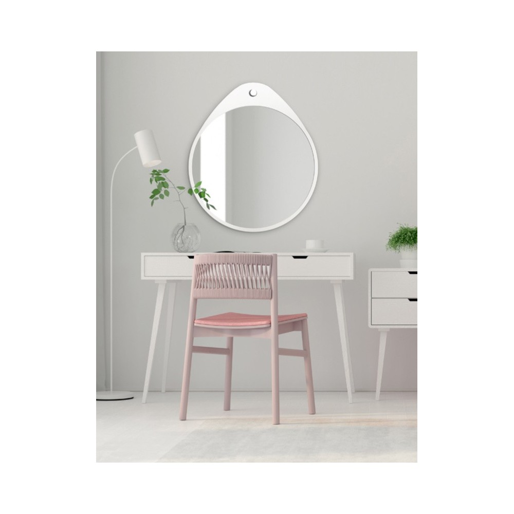 round mirror Oslo white with unique upper deformation