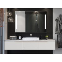 LED mirror cabinet above custom-made washbasin