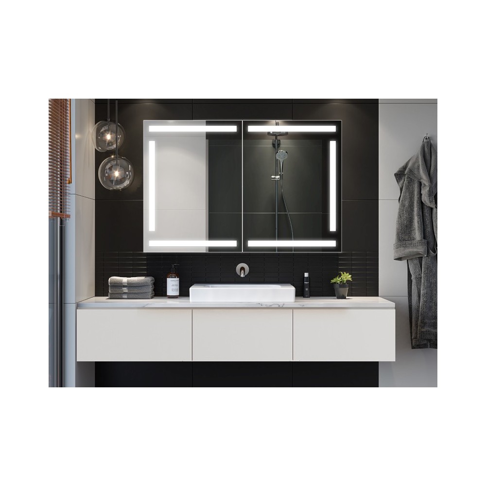 simple cabinet with LED mirror, powerful configurable lighting