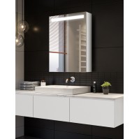 maßgefertigter LED-Spiegelschrank, schlicht und elegant