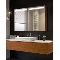 Multi-compartment mirror cabinet with LED and 4 storage areas