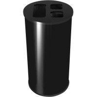 black selective sorting bin with stickers for waste sorting included