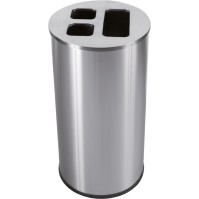 Stainless steel recycling bin with 3 included inner compartments