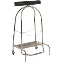 Stainless steel bag holder with two wheels and flexible rubber strip