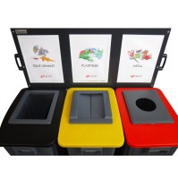 Coloured lid point 5s for waste sorting with various openings