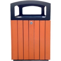 Square outdoor wooden bin for waste. Robust and elegant design