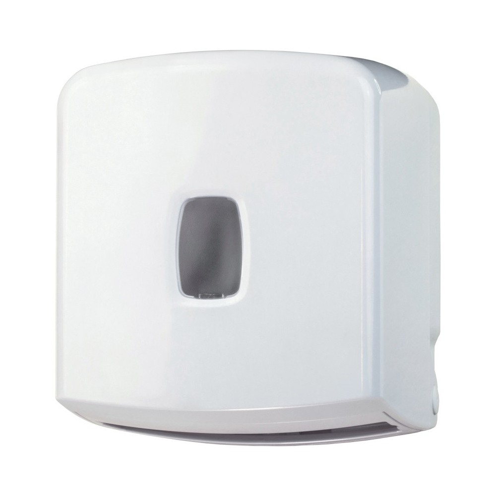 Efficient and modern interleaved toilet paper dispenser.