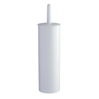 White plastic toilet brush holder