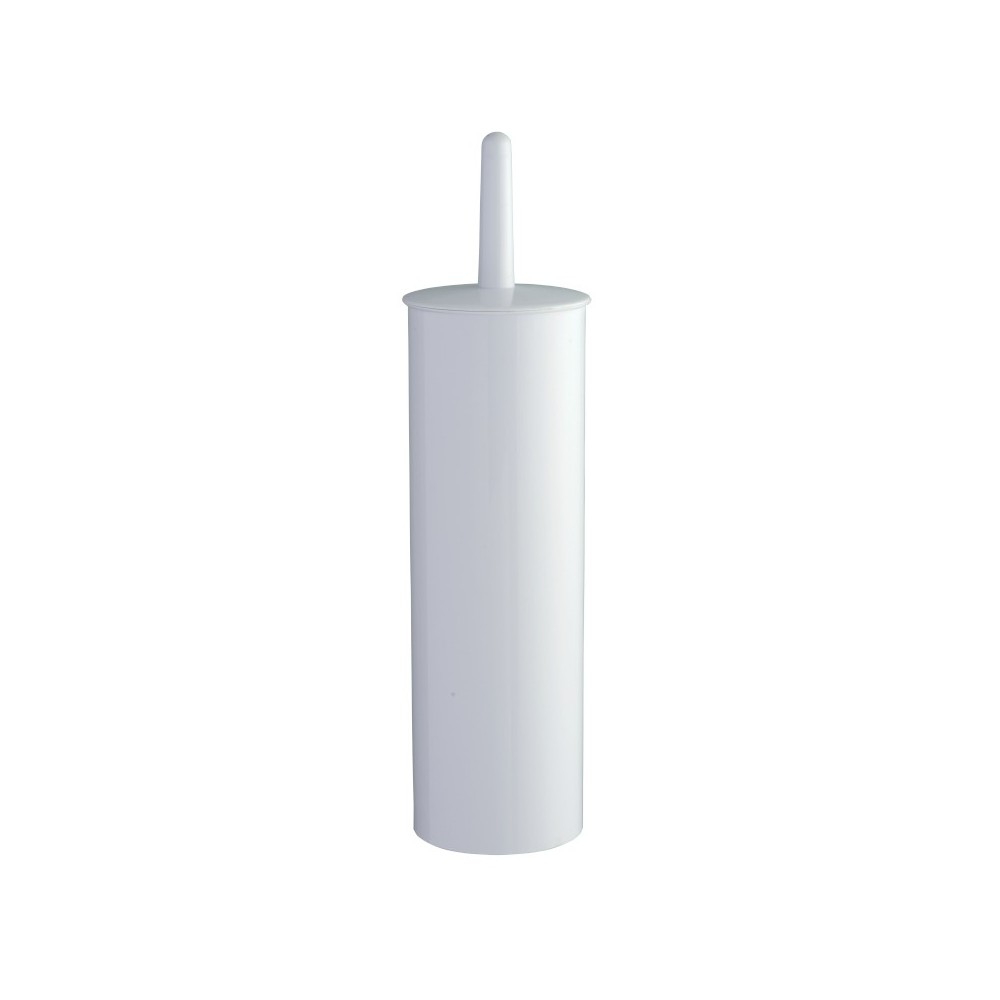 White plastic toilet brush holder