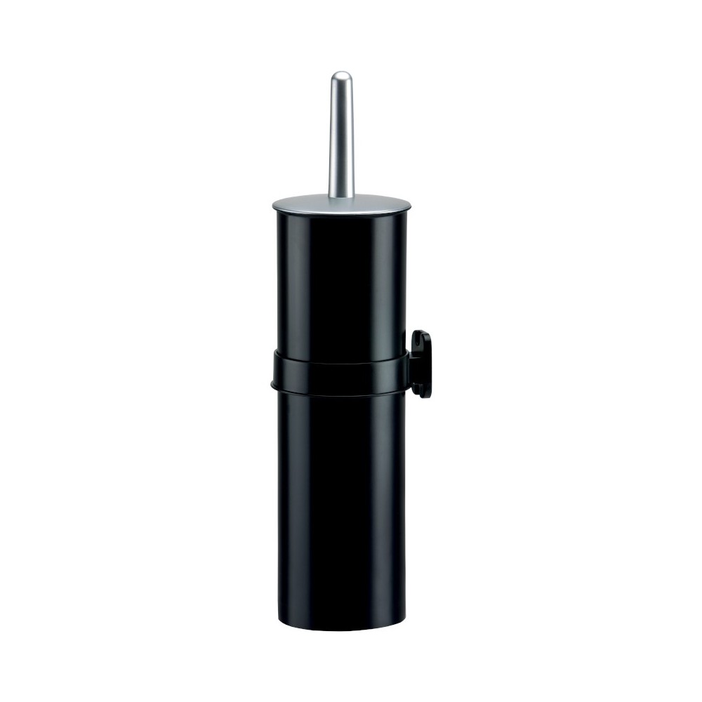 Black wall-mounted holder for toilet brush