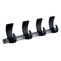 Elegant wall-mounted coat rack with four sturdy hooks.