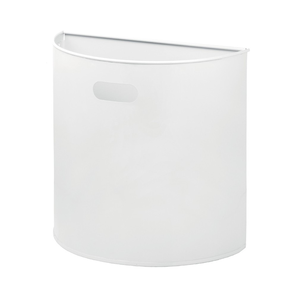 Compact and modern half-round white wall basket.