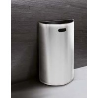 Wall-mounted and durable brushed stainless steel half-round waste bin