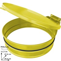 Wall-mounted bin bag holder with sturdy and practical yellow lid