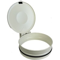 Robust white wall mount, cover included, hygienic.