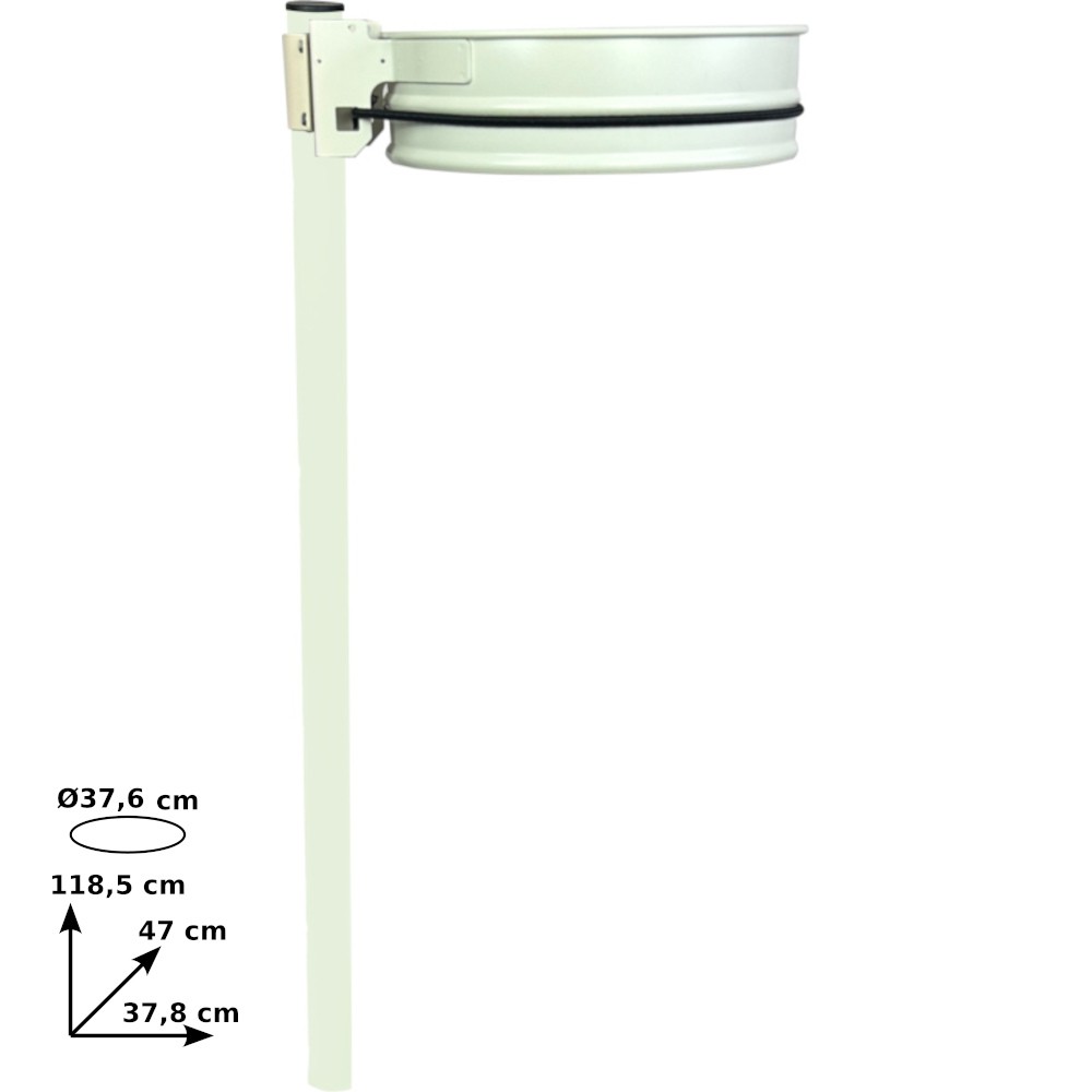 Bin bag holder on pole, capacity 70-130L, white