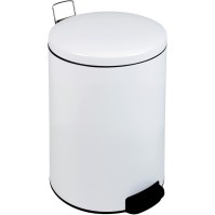 White pedal bin, 12L, sleek design, practical