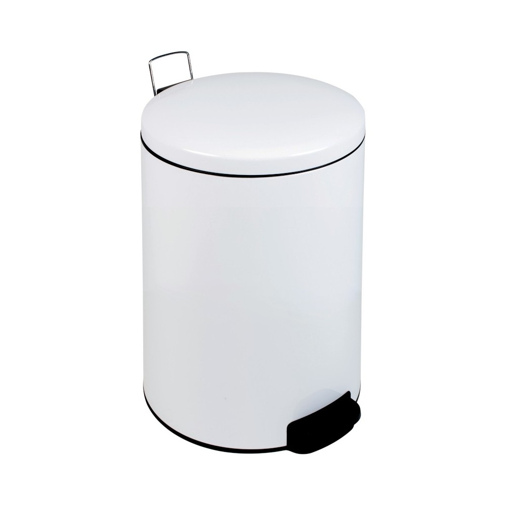 White pedal bin, 12L, sleek design, practical