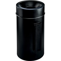 Round and secure wall-mounted bin.