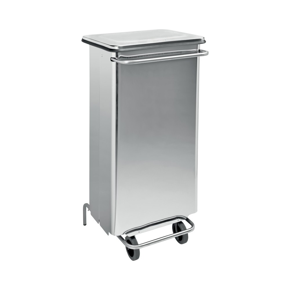 Stainless steel mobile container with pedal