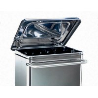 Mobile stainless steel container, large pedal, practical front.