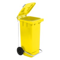 Robust yellow 120L bin UV-resistant HDPE wheel