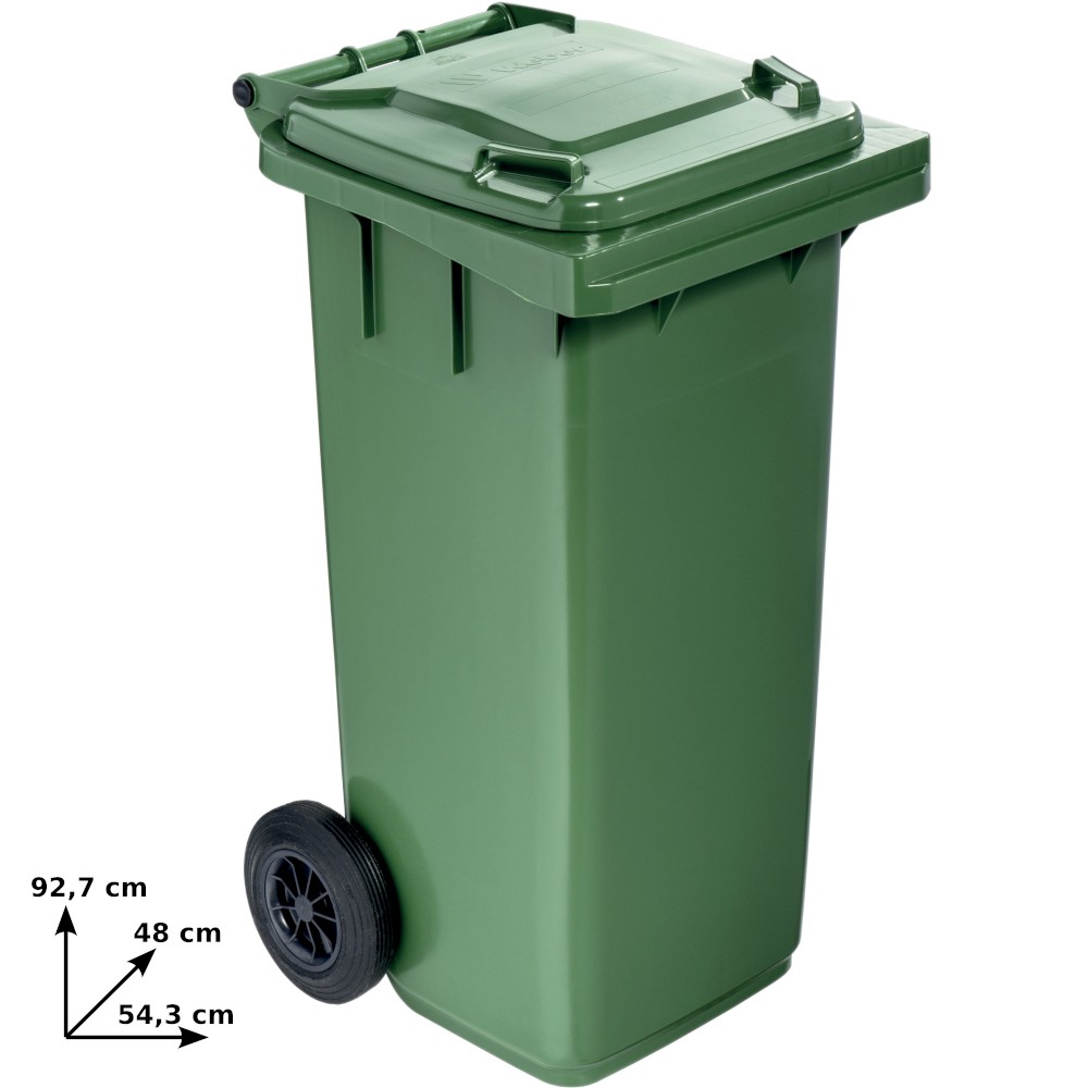 Green wheeled bin 120L practical and durable