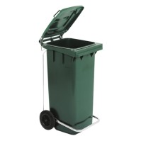 Durable 120L green bin UV resistant robust wheels