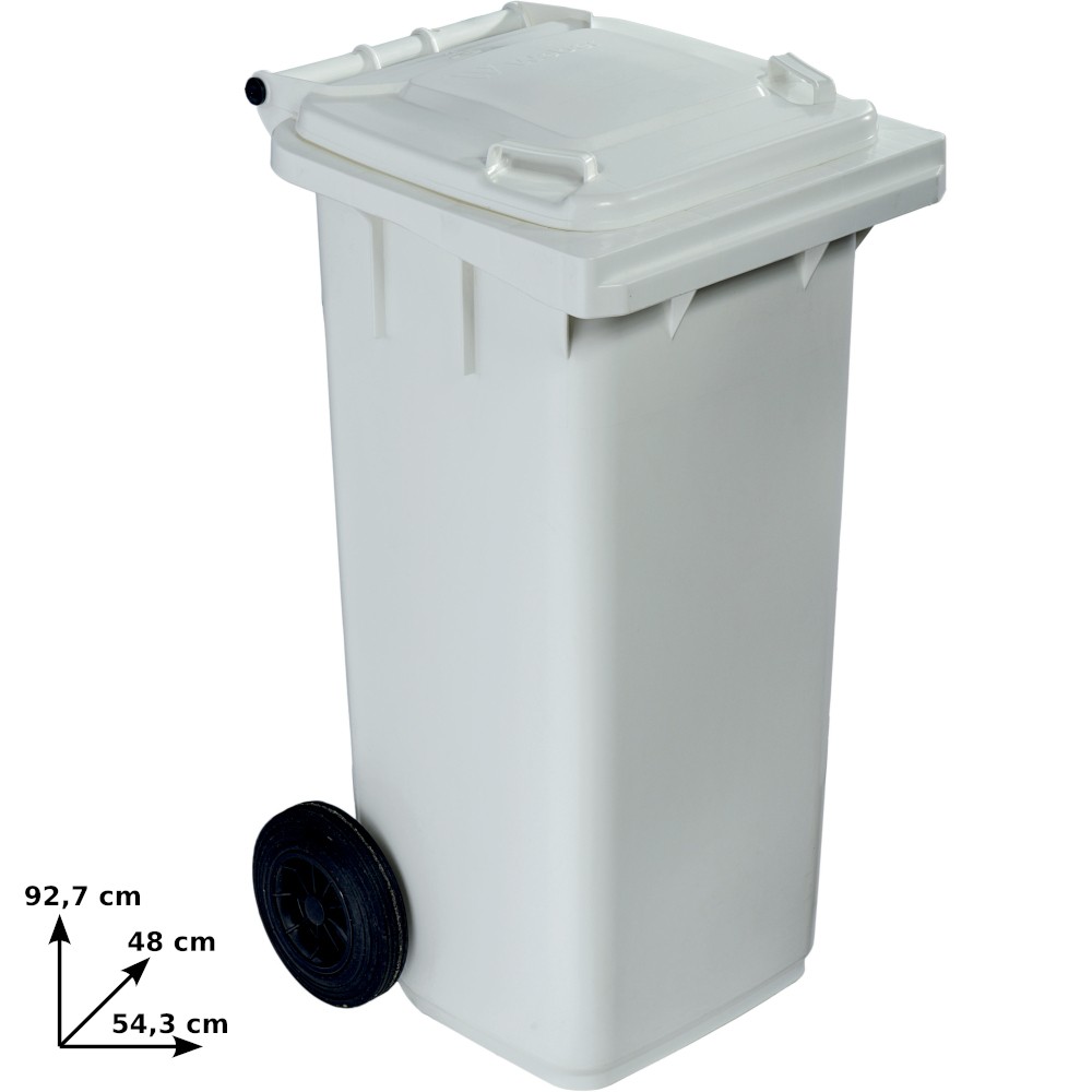 Large capacity white wheeled bin 120L