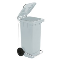 Durable white bin 120L glass sorting with wheels