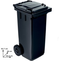 Grey bin 120L with wheels, practical and durable