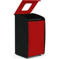 Robust red recycling bin easy opening 80L