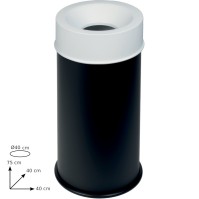 90L fireproof bin black with white lid maximum safety