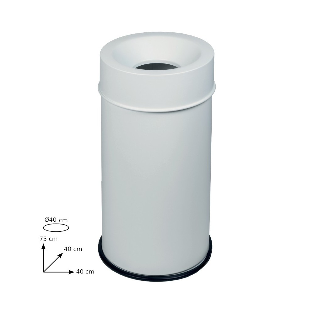 White fire-resistant bin 90L durable and secure