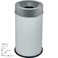 White fireproof bin 50L with secure stainless steel lid