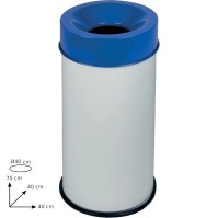 White fireproof bin 90L with secure blue lid